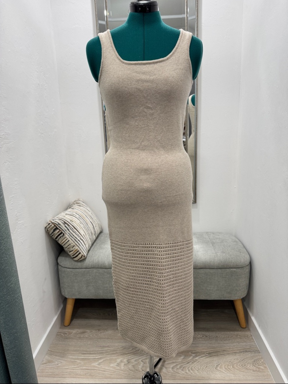 Universal Thread Cream Sleeveless Knit Maxi Dress